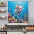 thumbnail image 4 of Funny Diving Pig Sheer Curtains 54 Inches Long, Ocean Sea Coastal Coral Fish Marine Life Light Filering Curtains, Breathable Simi Curtain Privacy Drapes for Kitchen Bathroom Small Window Treatment, 4 of 9