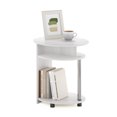 thumbnail image 2 of Furinno Jaya Round Side Table with Bottom Shelf, White End Table, Night Stand, Bedside Table for Living Room, Bedroom, Home Office, White Wood, 2 of 6