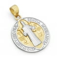 thumbnail image 2 of Wellingsale 14k Two 2 Tone White and Yellow Gold San Benito Medal Pendant (Size : 24 x 16 mm), 2 of 5