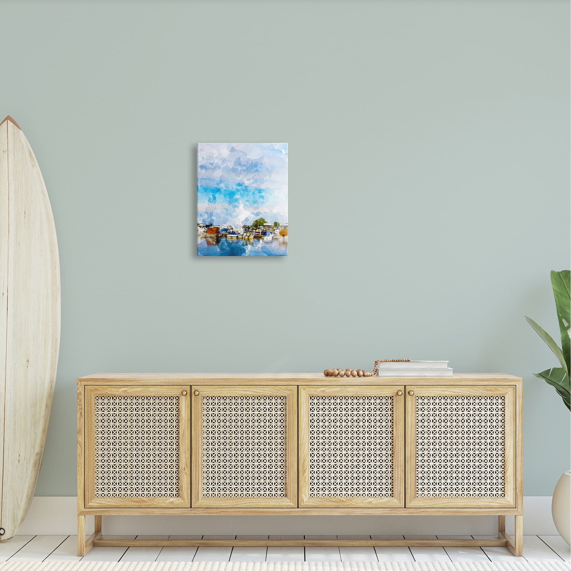 Stupell Industries Summer Boats Docked Port Harbor Cloudy Blue Sky Canvas Wall Art, 24 x 30, Design by Chamira Young
