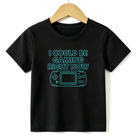 Boys Graphic Tees Gaming Right Now Kids T Shirt Gamer Controller 100% Cotton Short Sleeve Soft Tops 4-13Y Black