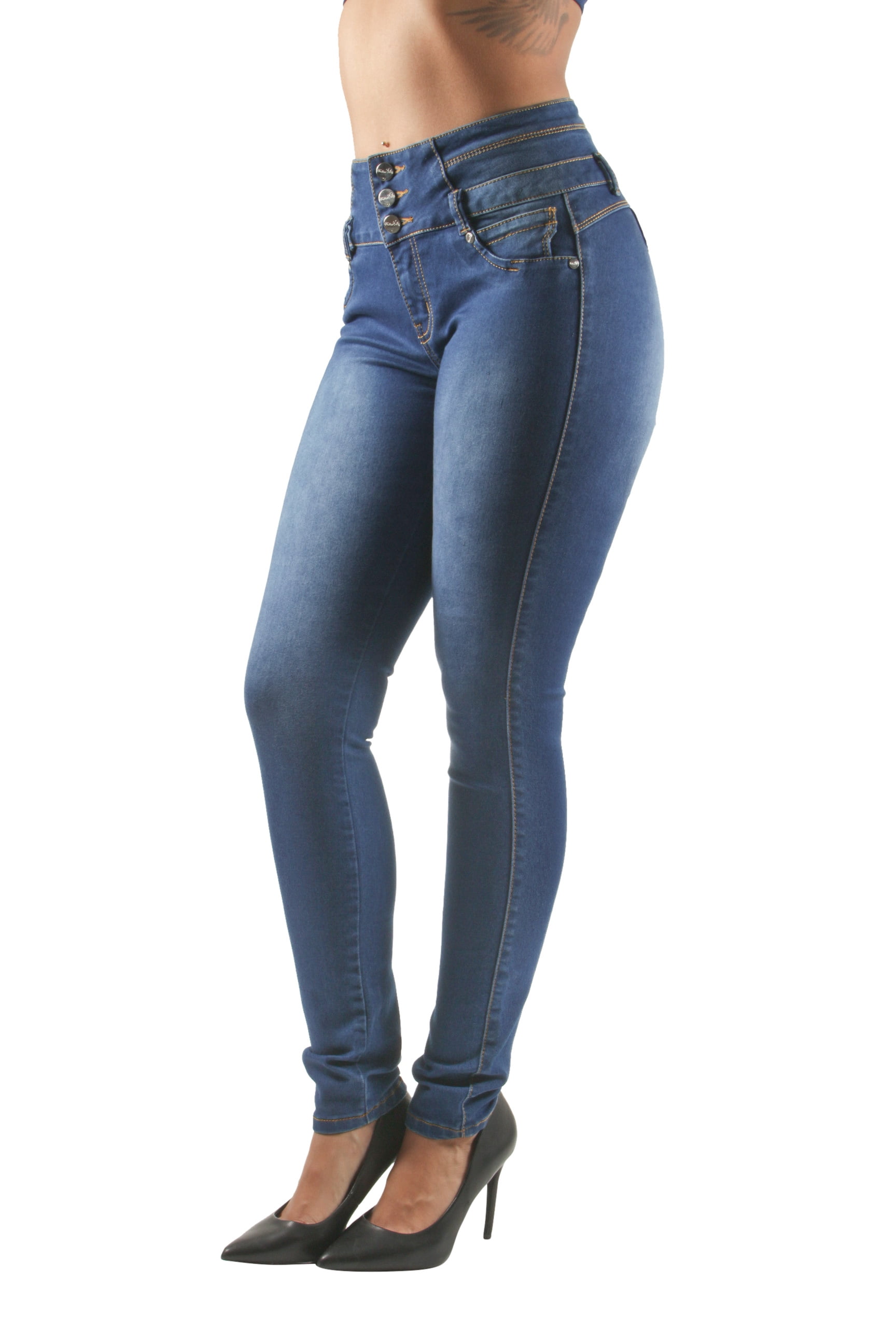 Dagelijks bang nadering Fashion2Love Colombian Design Butt Lift Levanta Cola High Waist Skinny Jeans  (ML1) - Walmart.com