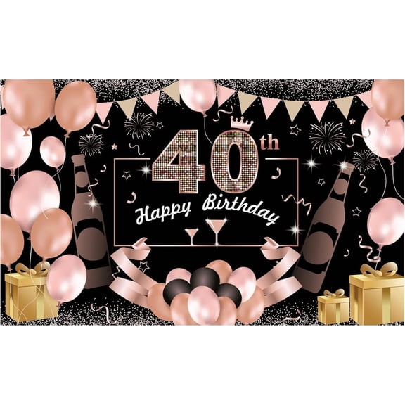 DOMINICK 40th Birthday Party Decorations Backdrop and Door Banner,Essential Decoration for 60th Birthday Party,Balloon Photo Booth Banner Indoor and Outdoor Backdrop Decoration(70 x 43 Inch)