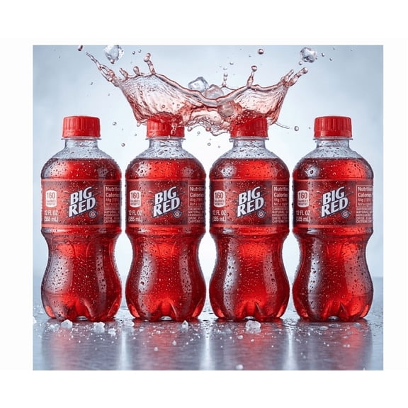 Big Red Soda Pop, 12 fl oz, 8 Pack Bottles ,carbonated soda, low sodium