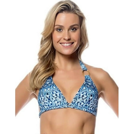 Jessica Simpson Women s Double Ring Detail Triangle Bikini Top  S