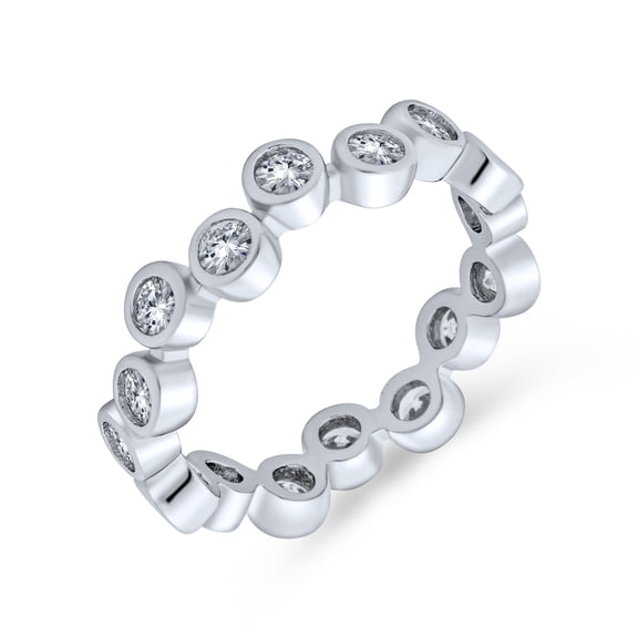 Bling Jewelry Womens Bubble Circle Zig Zag Bezel Band CZ Eternity Ring