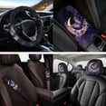 thumbnail image 4 of Jeiento Butterfly Car Seat Cover Set 14 PCS Steering Wheel Cover Headrest Covers Moon Seat Belt Covers Armrest Pad Keychain Cup Coasters, Purple Auto Accessory Decor Interior Sets, 4 of 7