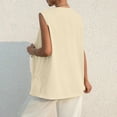 thumbnail image 3 of Ladies Summer Casual Sleeveless V-Neck Single Breasted Solid Blazer Vest Khaki L, 3 of 7