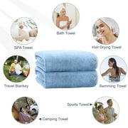 Bath Towels Set of 4, Large 28x 55 Bath Towels Highly Absorbent & Quick Dry, 100% Microfiber Bath Sheets, Soft Luxurious Towels for Bathroom Spa Hotel Gym, Blue