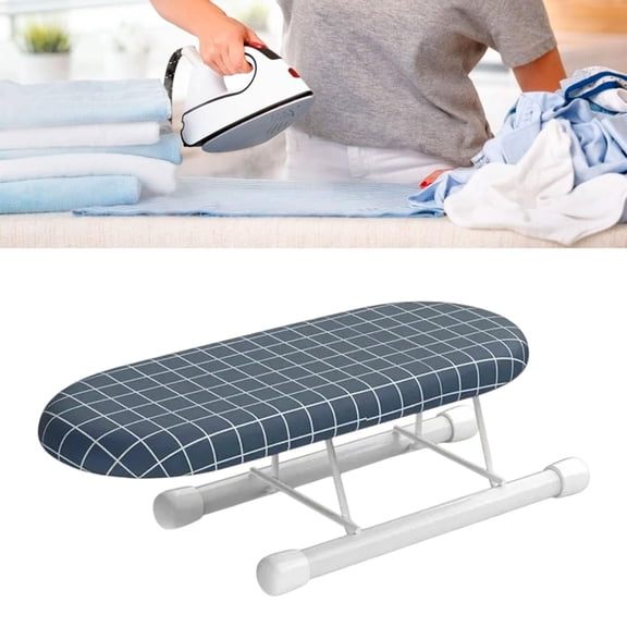 Eliaeconx Tabletop Ironing Board, Mini Folding Iron Board, Portable Ironing Surface, Non-Slip Cotton Cover, Adjustable Legs, for Home Laundry Room and Travel Use, Black