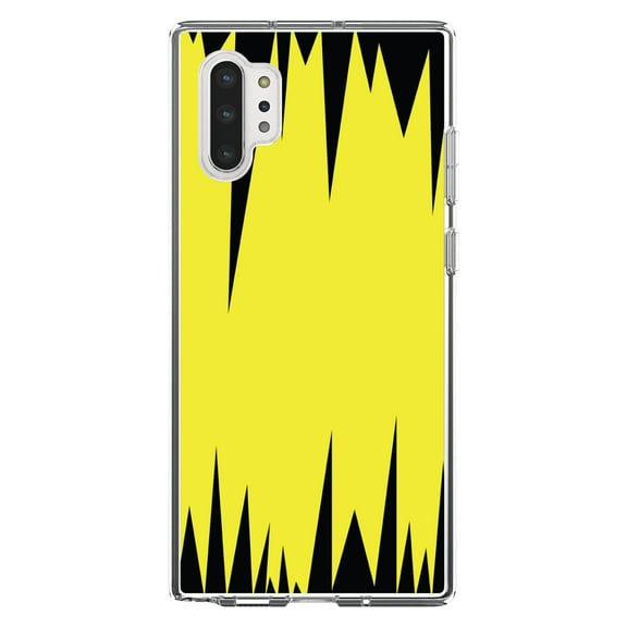 DistinctInk Clear Shockproof Hybrid Case for Galaxy Note 10 PLUS (6.8" Screen) - TPU Bumper, Acrylic Back, Tempered Glass Screen Protector - Yellow Black Spikes