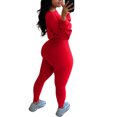 thumbnail image 3 of MAWCLOS Women Cropped Long Sleeve Jogger Set Running Slim Leg Two Piece Outfit Red XL, 3 of 6