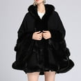 thumbnail image 2 of Charmgo Faux Fur Shawl, Women Hooded Poncho Cape Faux Shawl Wrap With Trim Sleeveless Cardigan Cloak Fashion Tops Coat Fur Shawl Wraps for Women Black One Size, 2 of 6