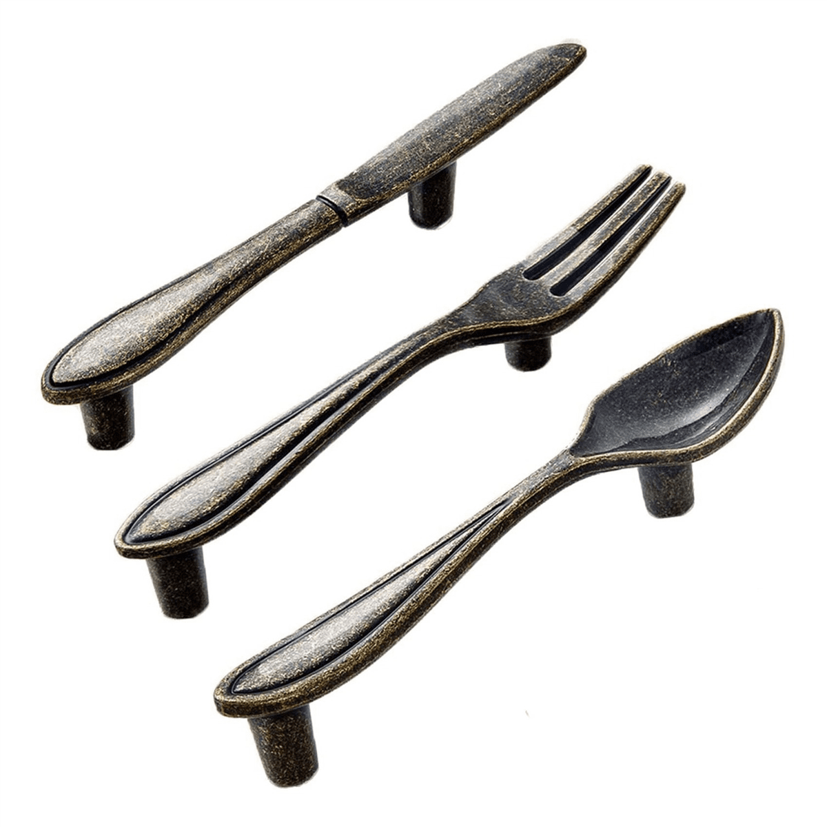 45 Pcs Knife Spoon Fork Kitchen Cabinet Closet Drawer Pull Handles Knobs 3-Inch Center to Center Bronze