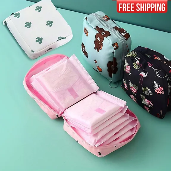 1Pcs Portable Sanitary Napkin Bag – Zipper Oxford Makeup Travel Pouch For Women