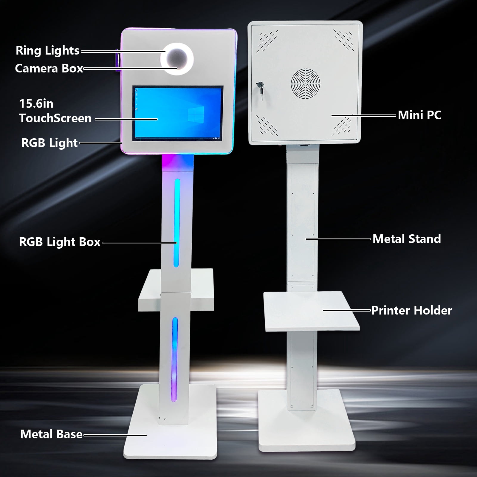 WideMeet 15.6inch Touch Screen Selfie Photobooth Machine with RGB Light for Wedding Event Party