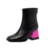 Wyzesi Snow Boots for Dogs with Straps Ladies Fashion Leather Back Zipper Square Toe High Heel Booties