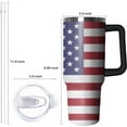 thumbnail image 2 of 40oz American Flag Tumbler with Handle and Straw - Insulated Stainless Steel Coffee Mug & Water Bottle, Ideal Gift for Memorial Day, Veterans Day, Independence Day, Labor Day, and Patriots., 2 of 6