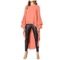 thumbnail image 4 of Women's Long Sleeve Pullover Chiffon Shirt Irregular Chiffon Blouse, 4 of 7
