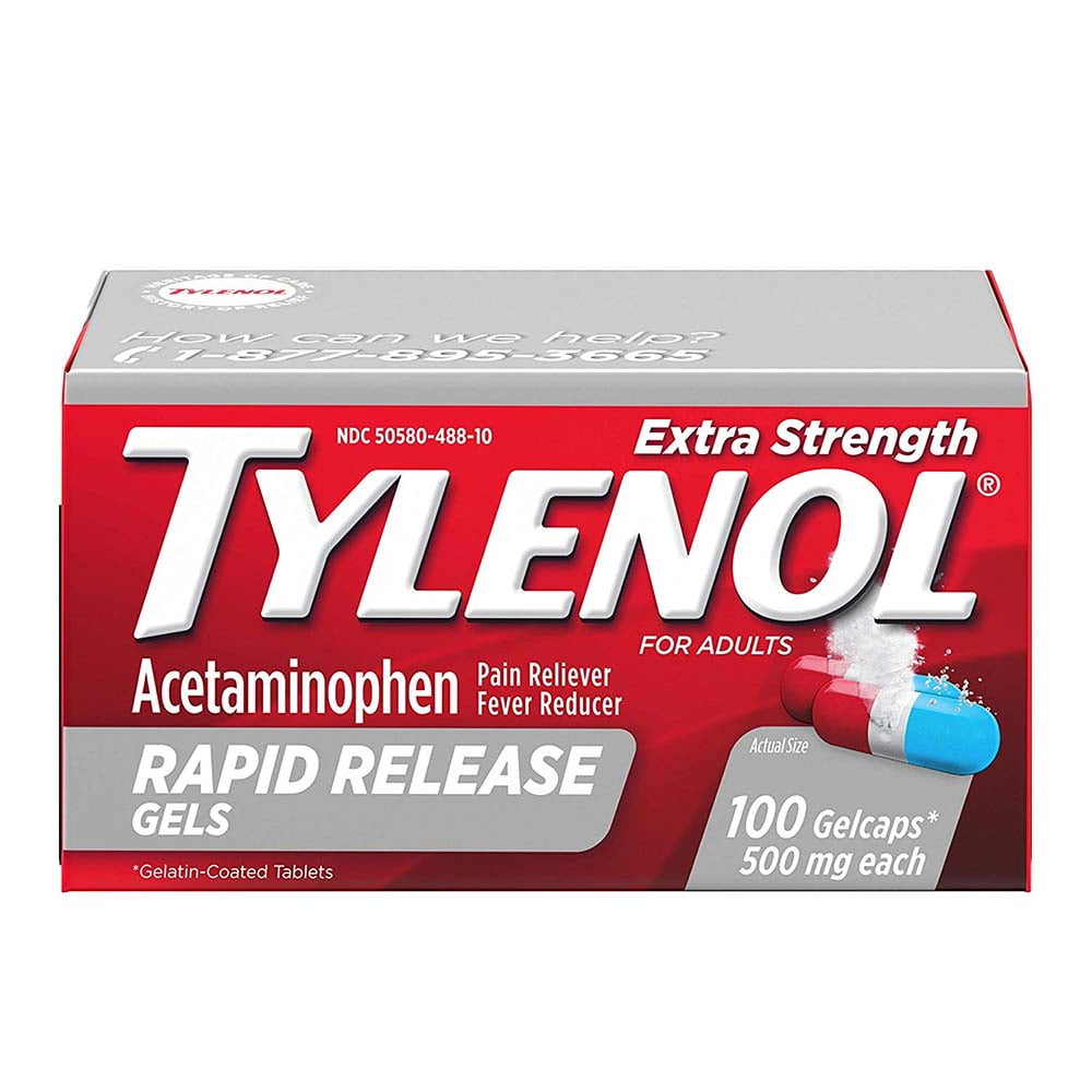 Tylenol Extra Strength Acetaminophen Rapid Release Gels, Pain Reliever & Fever Reducer, 100 ct