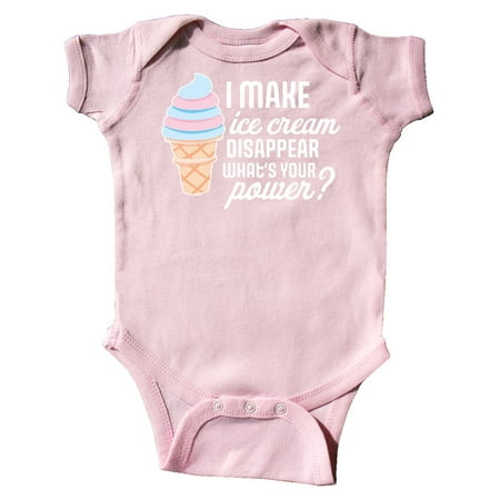 

Inktastic I Make Ice Cream Disappear What s Your Power Gift Baby Boy or Baby Girl Bodysuit