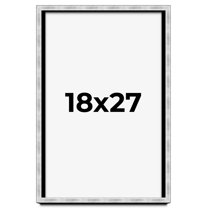 18x27 Frame Brushed Silver Solid Wood Picture Frame | 0.75 Inch Moulding Width | Rabbet Depth 0.75