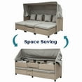 thumbnail image 4 of EUROCO 4PCS Rattan Sectional Sofa Set Rattan Daybed,Outdoor Conversation Set,All-Weather Wicker with  Retractable Canopy and Water Resistant Cushion,Furniture Couch Set for Patio,500LBS Per Seat, 4 of 7