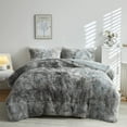 thumbnail image 2 of Wajade Plush Shaggy Comforter Set Fluffy Fuzzy Faux Fur Bedding Set - 3PC Microfiber Soft Warm Quilt Set(Gray White,Queen Size), 2 of 5
