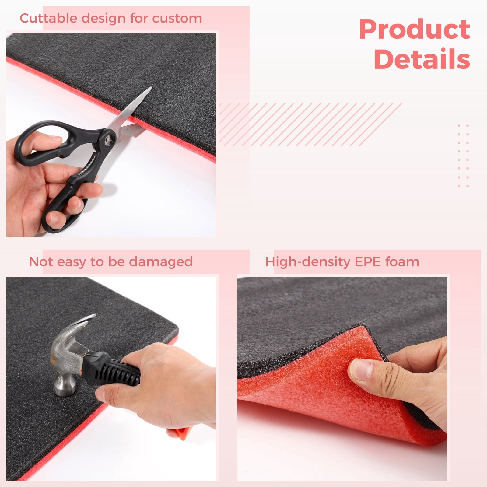 6 Pcs Tool Box Foams, Tool Box Foam Liners, Adjustable Tool Foam Organizers, Non-Slip EPE Toolbox Mats for Storage, Cuttable Foam Sheets, 18.1×11.8×1"