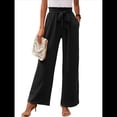 thumbnail image 2 of Pantalones de Salón Anchos para Mujer con Bolsillos, Cintura Alta, Ajustables, con Nudo y Holgados. Negro XL, 2 of 7