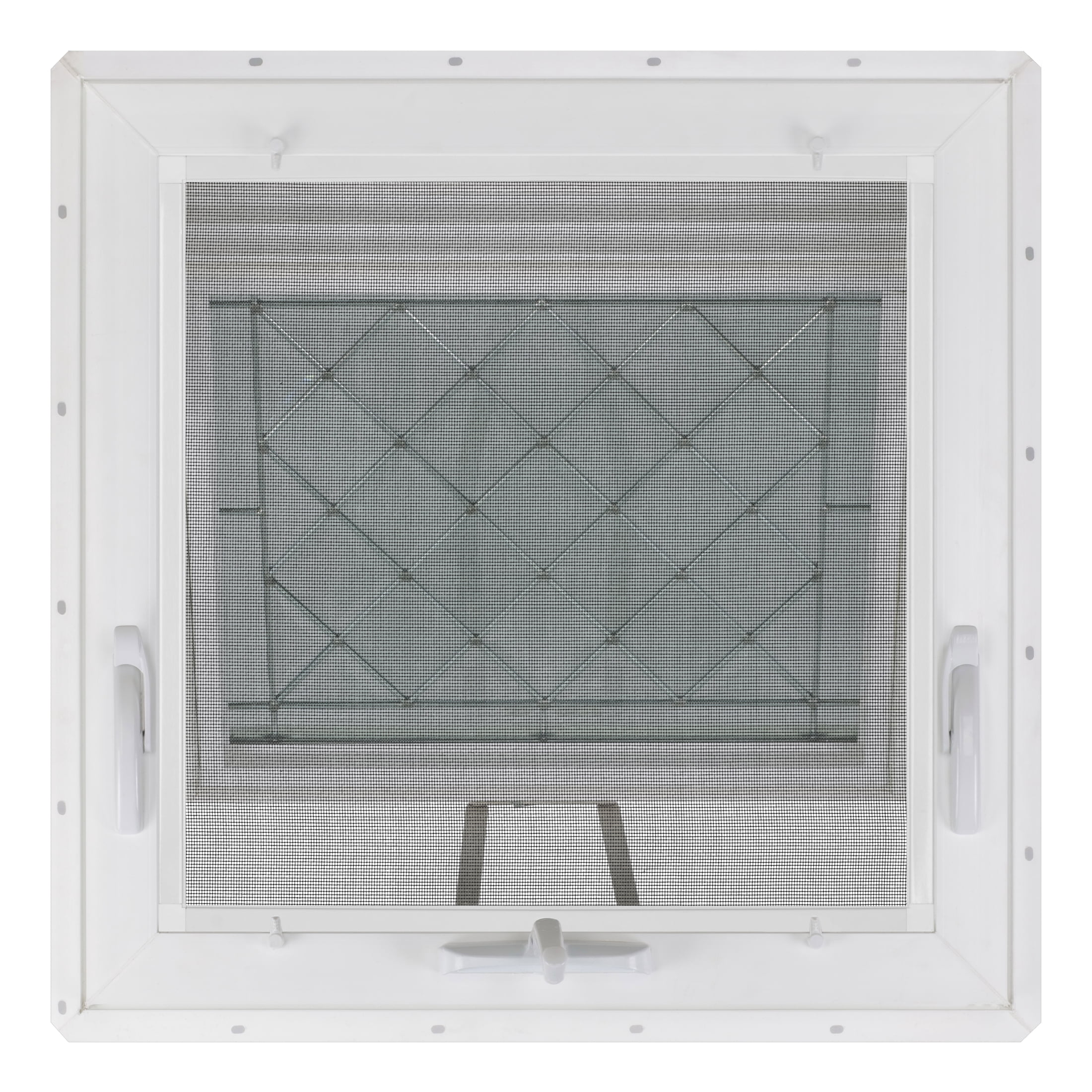 24 in. x 24 in. White Vinyl Triple-Pane Insulated Designer Awning Window with Diamond Pattern