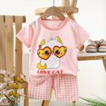 thumbnail image 2 of TOWED22 Baby Boy Toddler Clothes 2pcs Short Sleeve T-Shirt Top Cargo Shorts Dinosaur Truck Print Outfits(Light Pink,5-6 Y), 2 of 4