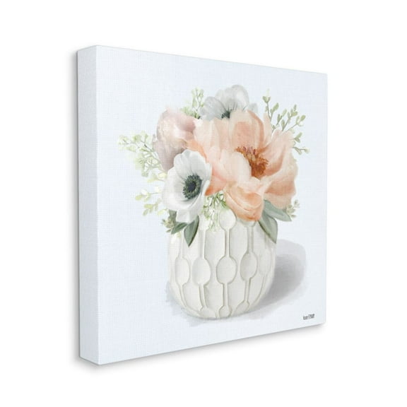 Stupell Industries Country Floral Bouquet in Geometric Planter Minimal Painting Botanical & Floral Painting Gallery Wrapped Canvas Art Print Wall Art, 30 x 30