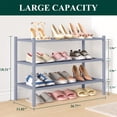 thumbnail image 3 of decorUhome 3 Tier Bamboo Shoe Rack , Shoe Shelf for Closet, Shoe Storage Organizer for Entryway, Grey, 26.7" x 11" x 18.3", 3 of 9