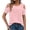 A Pink, variant on Women's Cold Shoulder T-Shirt with Criss-Cross Straps, Short Sleeve Crew Neck Casual Top for Spring Summer