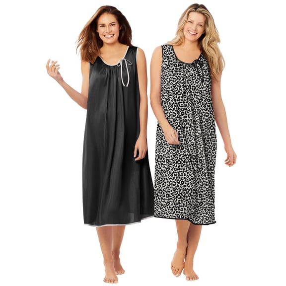 Only Necessities Plus Size 2-Pack Sleeveless Nightgown
