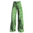 thumbnail image 4 of Green Women's Casual Pants, Wide Leg Pants Woman High Waist Floral Patterned Pants Lightweight Loose Fit Casual Colorful Trouser Imitation Jeans,Women's Casual Pants L, 4 of 4