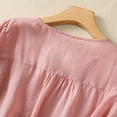 thumbnail image 7 of Alkepwun Women's Embroidered Mexican Shirt V Neck Summer Casual Tops Peasant Tunic Loose Blouse Bohemian Cotton Linen Shirts, 7 of 7