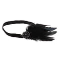 thumbnail image 3 of Diadema de plumas con Diadema de año 20 Diadema elástica Estiramiento Fascinator Cosplay de graduación Boda Club nup Yinane Rhinestone elástico diadema, 3 of 8
