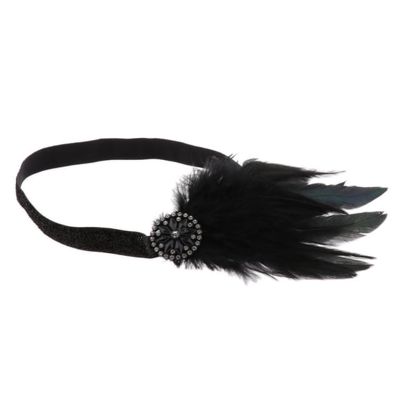 Diadema de plumas Zulema Fascinator de los años 20 Rhinestone elástico