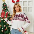 thumbnail image 4 of Pulls pour Femmes Décontractés Imprimé de Noël Tricot Manches Longues Col Rond Mode Automne, 4 of 8