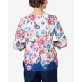 thumbnail image 5 of Alfred Dunner Womens Floral Butterfly Border Split Neck Top, 5 of 6