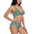 thumbnail image 2 of Kdxio Mushrooms and Flowers Print Women's 2 Piece High Waisted Wrap Spaghetti Strap Summer Swimsuit Bikini Set-Small, 2 of 7