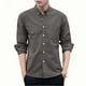 thumbnail image 1 of Blusa y camisa de manga larga con cuello vuelto para hombre, color liso, bolsillos, solapa con botones, blusa de poliéster para hombre, 1 of 6