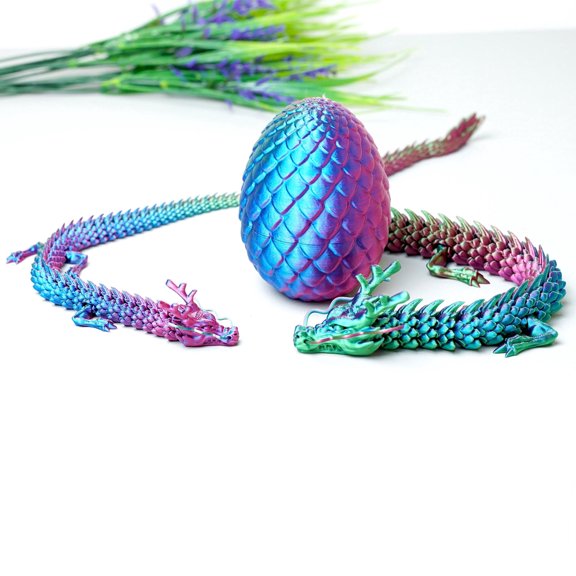 3pcs 3D Printed dragon and dragon egg ,Flexible Joint Animal lacertid Figurines,Realistic Eyes, Home Office Decor,Fidget Toy for Adults Teens Boy Festival Gifts
