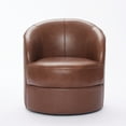 thumbnail image 5 of Noble House Leather Swivel Accent Chair, 360° Spin Mid-Century Modern Lounge Chair for Living Room, Brown, 5 of 6