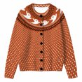 thumbnail image 5 of HAYIMI Womens Halloween Ghost Button‑Front Knit Cardigan Long Sleeve Geometric Loose Cozy Fall Holiday Sweater, 5 of 5