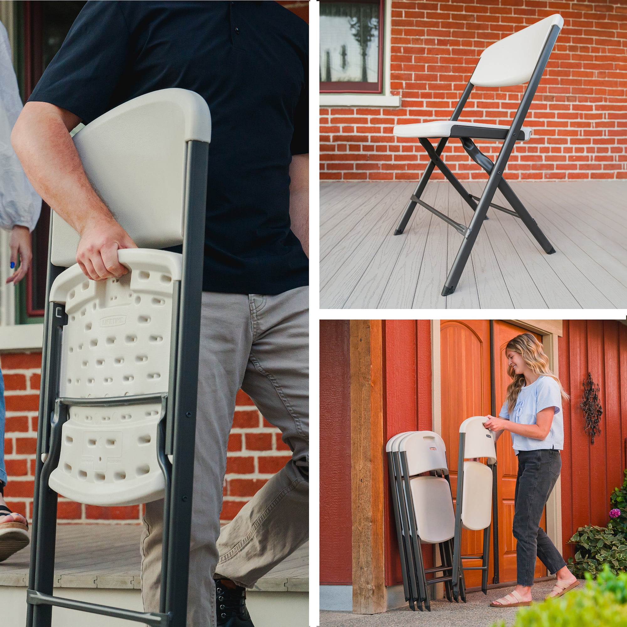 Lifetime Polyethylene Folding Chair - 4 Pack, Indoor/Outdoor (Commercial Grade)- Almond (81157)