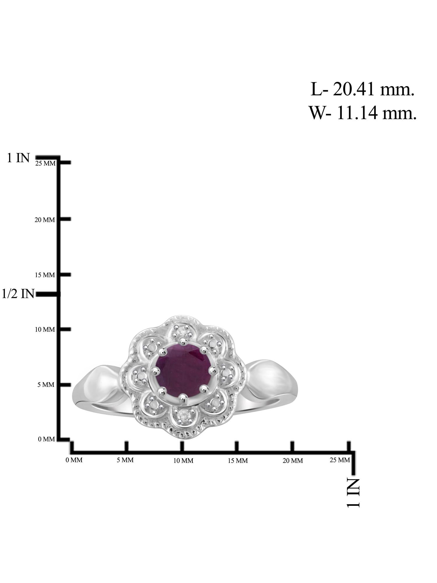 JewelersClub Ruby Ring Birthstone Jewelry – 0.65 Carat Ruby 0.925 Sterling Silver Ring Jewelry with White Diamond Accent– Gemstone Rings with Hypoallergenic 0.925 Sterling Silver