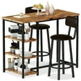 thumbnail image 4 of Stmoze Bar Table Set with Storage Shelves, 3 Pieces Counter Height Dining Table Set for 2, Bar Height Kicthen Table with 2 Bar Stools, Rectangle Pub Table Set for Small Space, Rustic Brown, 4 of 9